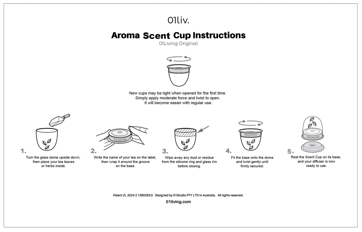 Aroma Scent Cup (3) + Acrylic Base - Loose Leaf Tea Display