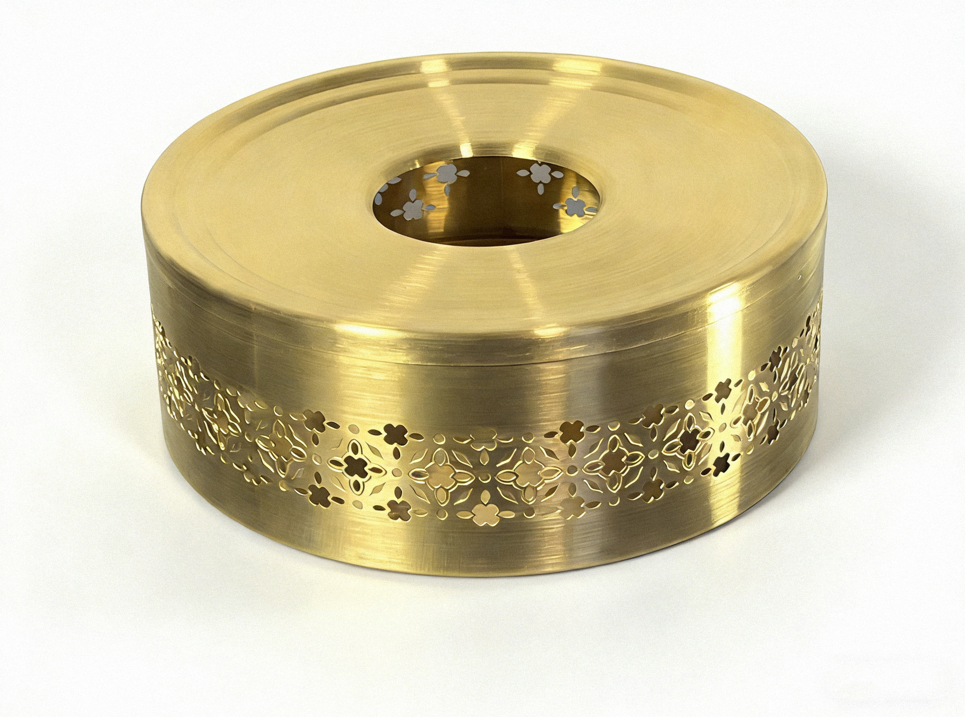 Hana Tea Warmer in Gold with decorative detailing, designed to maintain tea temperature using a standard tealight candle.
