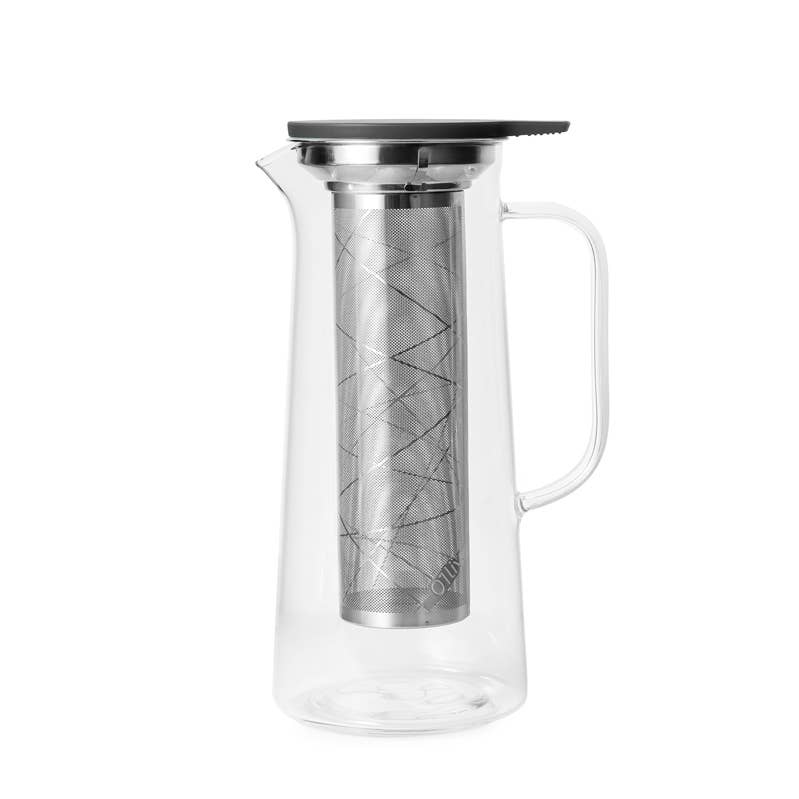 Glass Iced Tea Jug with removable stainless steel infuser, 1.5L capacity, designed for brewing loose-leaf tea, fruit and refreshing summer infusions.