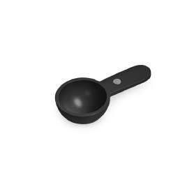 Black measuring perfect cup spoon on a white background