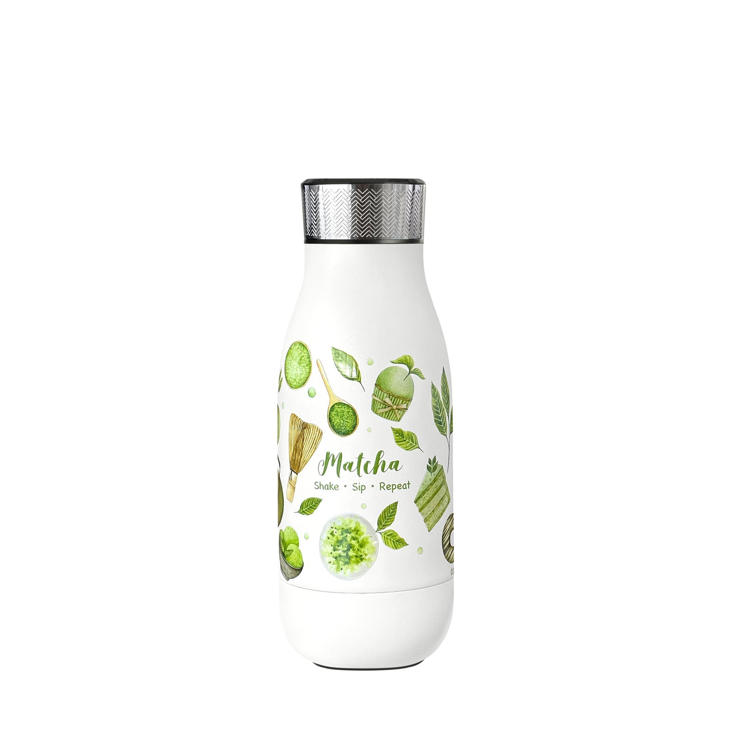 Matcha Lover Flask™ in Limited Edition Pattern with built-in whisk system, combining stylish design with convenient on-the-go matcha preparation.