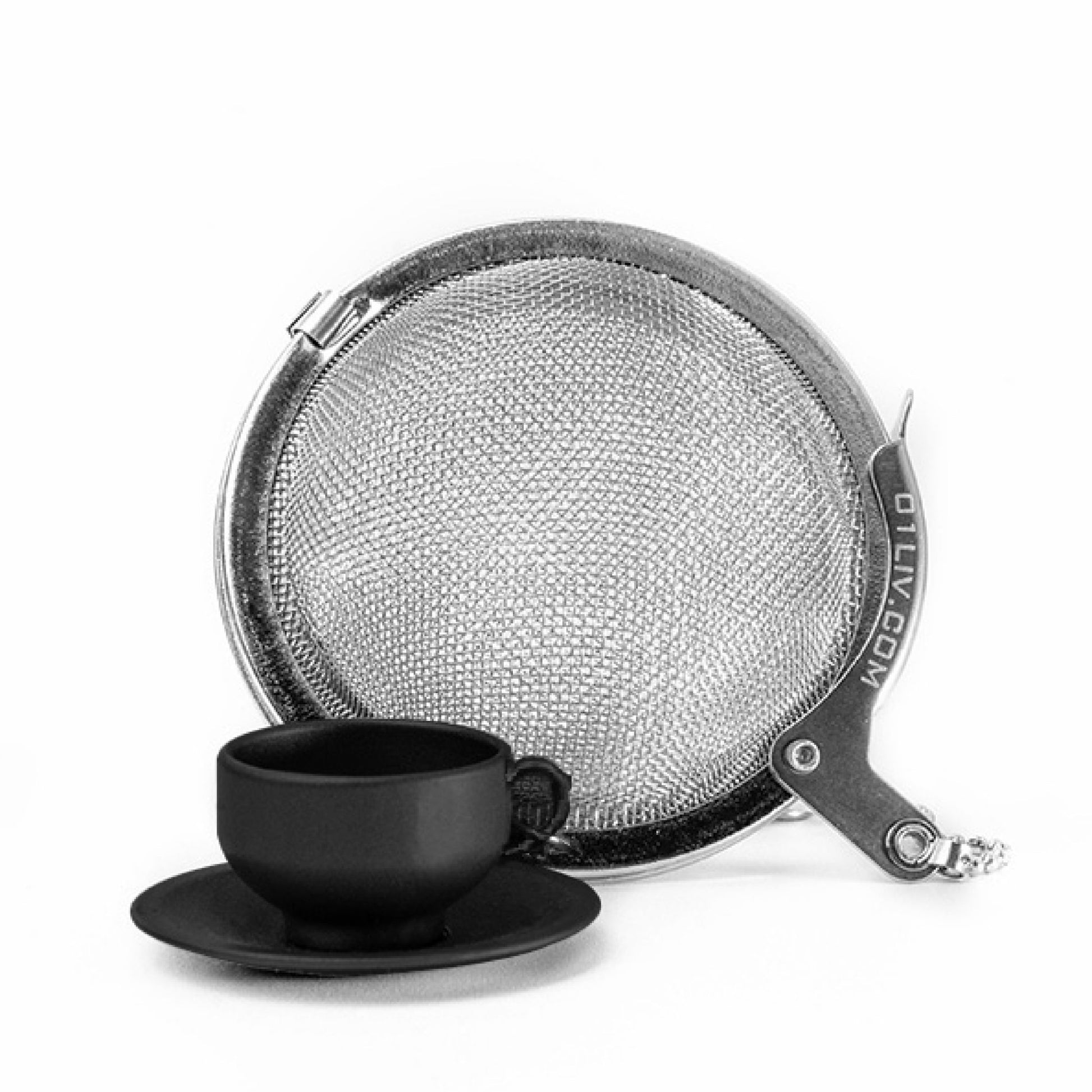 01Living Stainless steel Loose Leaf Tea Ball Infuser with Cute Tea Cup Black Charm